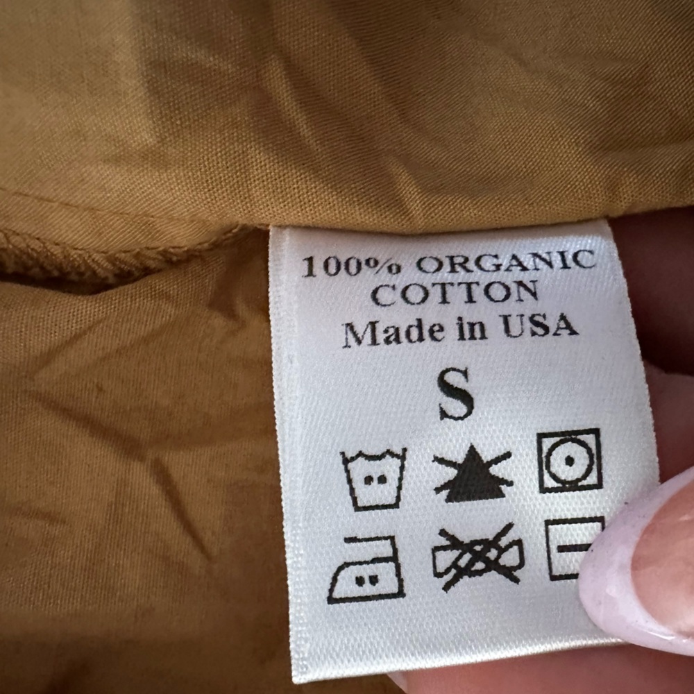 Black Crane Organic Cotton Poplin Shell Dress | Camel Tan - Size Small - Picture 7 of 10